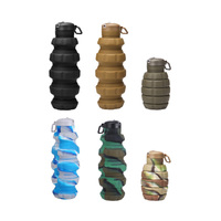 Ensemble cadeau personnalisé bouteille d'eau 500ml extérieur transportant une bouteille d'eau pliable en silicone bouteille de voyage pliable
