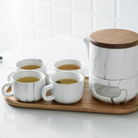 Service à thé en céramique et porcelaine écologique de luxe nordique, personnalisable avec logo, chauffe-bougie, marque Saimei, tasse 200 ml, théière 650 ml