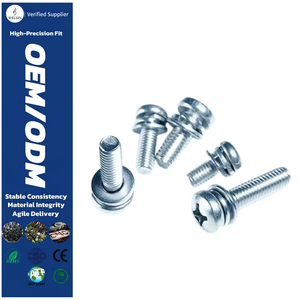 Metric Galvanized Cross Recessed Combined <b>Screws</b> Integrated Lock Gasket Vibration Proof Machine Fastener Hardware M4 M5 - Product Image 1