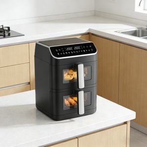 Friteuse à air double panier 12L 2800W avec contrôle numérique et minuterie <span class=keywords><strong>0</strong></span>-60 min <span class=keywords><strong>200</strong></span> ° Poignée en acier inoxydable sans huile avec contrôle de température C - Product Image 4