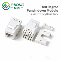 E-HONG Modul Jaringan RJ45 UTP Keystone Jack Putih 180 Derajat CAT6/CAT6A Pin Berlapis Emas