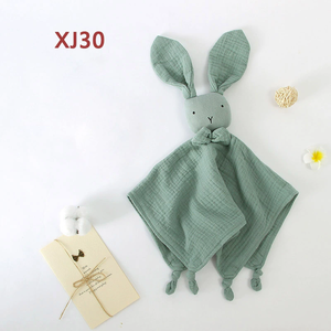 Couverture de sécurité douce en coton biologique pour bébé nouveau-né, crochet en mousseline, adorable tête de lapin, couverture de confort pour nourrisson, vente chaude - Product Image 4