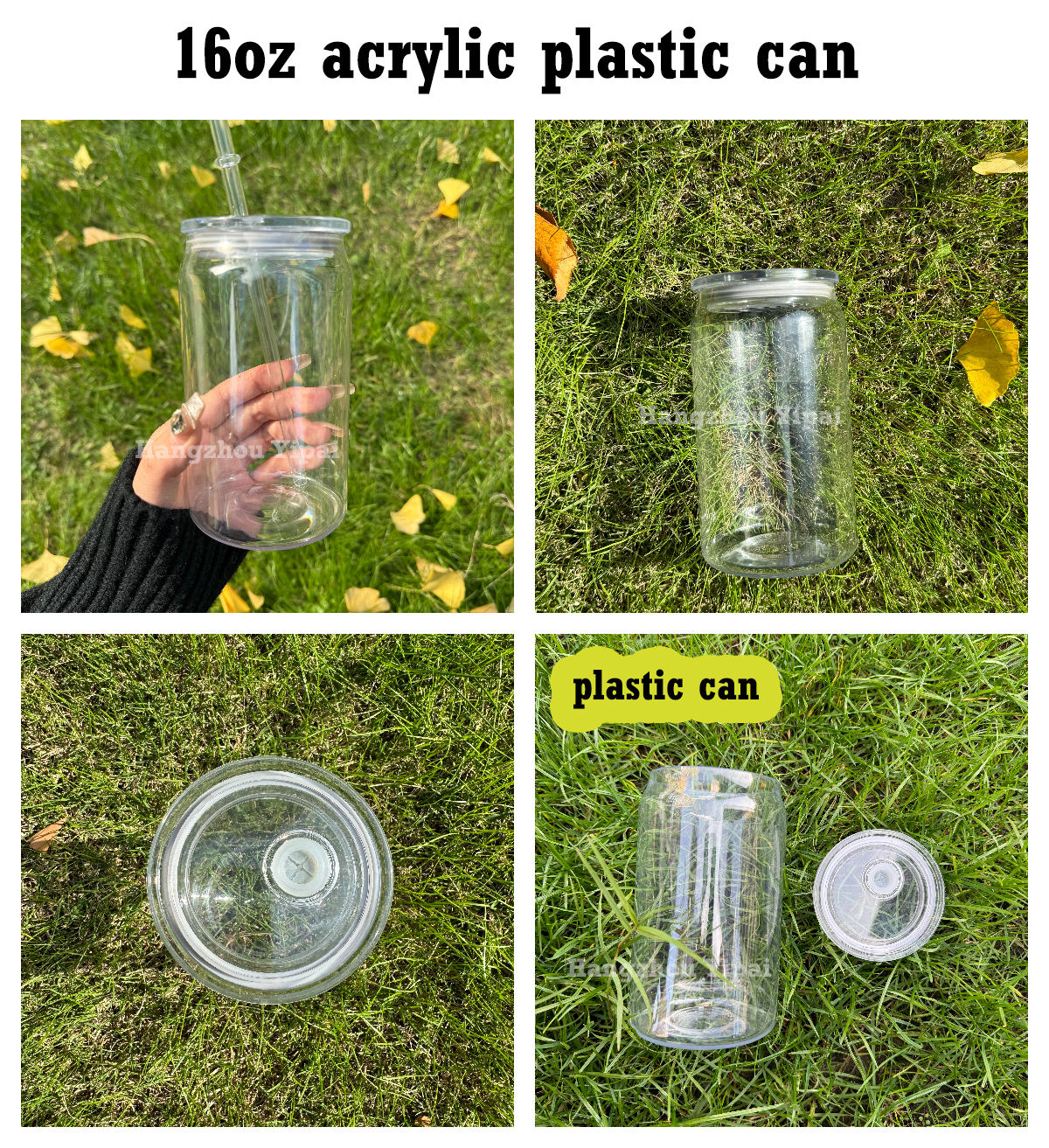 16oz lattina di plastica trasparente