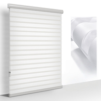 Persianas Modernas Zebra con Filtro de Luz, Control de Cadena, Doble Capa de Tela para Luz Suave, Privacidad, Interiores Abiertos, Horizontales, de Plástico