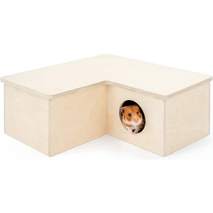 Casa de Madera para Hámster, Color Madera Natural, Rectangular, con Múltiples Habitaciones, Juguete Laberinto para Mascotas Pequeñas, Uso en Exteriores - Product Image 5