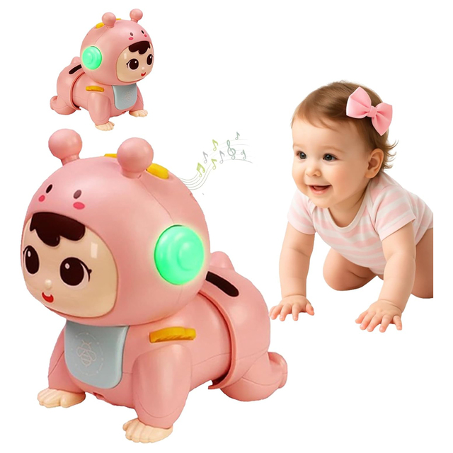 Baby Crawling Toys Sensory Toys Sound Light Educational Electrical Interactive Mini Crawling Baby Dolls for Infants and Toddles