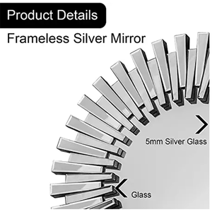 <span class=keywords><strong>Espejo</strong></span> de Pared Decorativo con Forma de <span class=keywords><strong>Sol</strong></span>, <span class=keywords><strong>Espejo</strong></span> de Pared Redondo Plateado 3D Moderno y Lujoso para Sala de Estar - Product Image 5