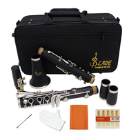 Professional Bakelite 17 Key Bb Flat Soprano Clarinet with Nickel Plating & 10 Reeds Woodwind Instrument for Students