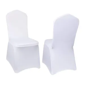 Toptan sandalye kılıfı 2 adet-Evrensel beyaz streç parti ziyafet düğün Spandex sandalye kapakları