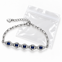Bracelet en argent sterling 925 avec maillons saphir et accents de zirconium cubique bleu, fournisseur OEM/ODM de bijoux à marque privée pour femmes