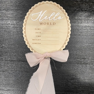Personnalisé en bois Hello World nouveau-né signe <span class=keywords><strong>de</strong></span> bienvenue Plaques <span class=keywords><strong>de</strong></span> nom <span class=keywords><strong>de</strong></span> <span class=keywords><strong>naissance</strong></span> pour accessoires Photo douche hôpital pépinière - Product Image 2