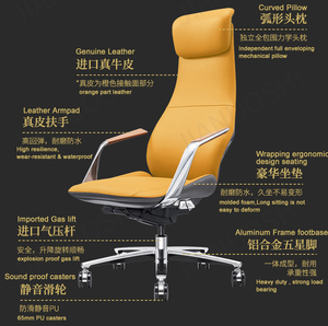 Chaise de bureau haute en cuir véritable de Style contemporain de luxe de haute qualité pour patron - Product Image 6