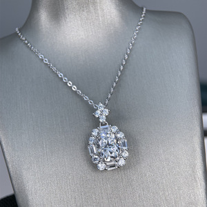 Collar con Colgante de Plata 925 <span class=keywords><strong>Original</strong></span> con Diamante de Corte Oval Brillante de 2 Quilates 7*9mm, Color D, Moissanita, para Mujer, Boda - Product Image 3