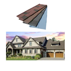 Çelik kum kaplanmış Metal oluklu çatı kiremitleri fayans GE sertifikası taş kaplı çelik çatı kiremiti