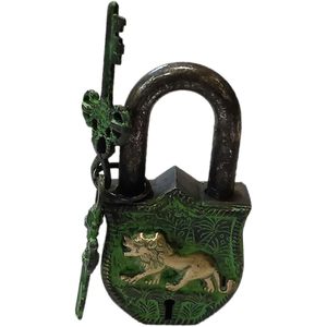 PARIJAT HANDICRAFT Beautiful Brass <b>Padlocks</b> with Two Keys Functional and Antique Tiger Design - Product Image 5