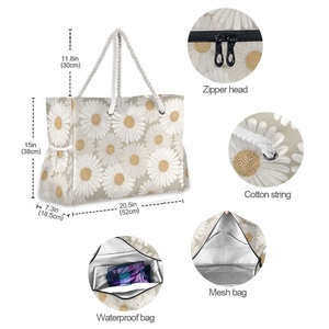 Customized <b>Large</b> Capacity Women <b>Beach</b> Tote <b>Bag</b> Natural Color Rope Handle <b>Beach</b> Tote <b>Bags</b> for Swimming & Spring Vacations Travel - Product Image 5
