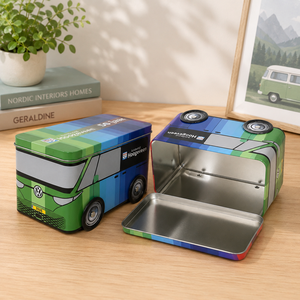Food Grade Bus Shaped Tin Box Custom Printed Vintage <b>Coach</b> Bus Metal Tin Can for Candy Cookie Chocolate Snack Gift Packaging - Product Image 1