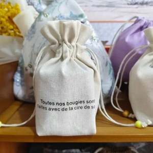 Recyclable Custom Cotton Drawstring Bag for <b>Candle</b> Jar <b>Linen</b> Packaging Bags Eco-Friendly <b>Candle</b> Liner - Product Image 6