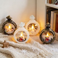 Décoration de Noël vintage, veilleuse lumineuse en plastique, pièce décorative pour vitrine, accessoire de décoration de table, arrangement d'éclairage d'ambiance