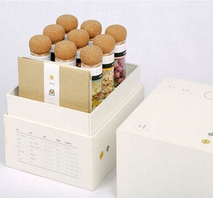 Hộp in hoa trà tròn lọ nhỏ ống cao cấp cầm tay chai thủy tinh hình trụ với gói quà tặng hộp - Product Image 1