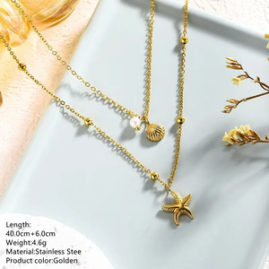 Bijoux de mode modernes, plaqué or véritable 18 carats, acier inoxydable 304, ensemble minimaliste étoile étoile de mer géométrique pour femmes, à porter au quotidien - Product Image 6