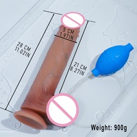 Vente en gros de dildo réaliste de 11 pouces, souple, avec fonctions de pulvérisation, prépuce mobile, testicules, 100% étanche en TPE, emballage personnalisé, pour les boutiques pour adultes