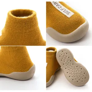 Offre Spéciale bébé chaussures premiers marcheurs enfant en bas âge bébé fille enfants semelle en caoutchouc souple unisexe anti-dérapant tricot chaussette bébé chaussure
