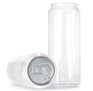 Free Sample transparent PET plastic easy open can for soft drink juice soda coffee 12oz 16oz