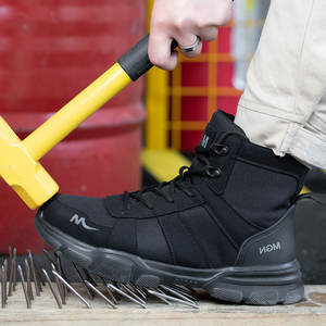 أحذية أعمال البناء من YIZHONCO ، نعل خارجي مطاطي علوي من الجلد ، خفيف الوزن مقاوم للتآكل ومضاد للانزلاق للاستخدام في مستودع المصنع - Product Image 2
