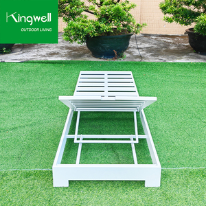 مجموعات كراسي الاستلقاء الحديثة مزدوجة حمام سباحة فيلا كراسي استلقاء للشاطئ والحديقة سرير نهاري أثاث شرفة الألومنيوم المواد المعدنية - Product Image 6