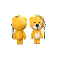 Ours mignon personnalisable Mini porte-clés 3D en PVC souple et caoutchouc de silicone Souvenir d'amour et mousqueton avec logo personnalisé pour les promotions
