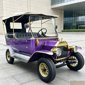 Voiture électrique rétro vintage éco-responsable à économie d'énergie, zéro émission, pour le transport touristique en station balnéaire - Product Image 1