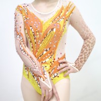 Justaucorps de gymnastique de ballet pour filles brillantes à paillettes Spandex Nylon Coton Sublimation Technology Print Dancewear