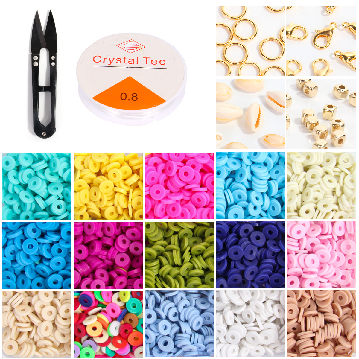 3600Pcs 6mm Flat Polymer Clay Beads Spacer Heishi Clay Beads for Jewelry Making Bracelets Necklace DIY Pendant Jump Craft Kit