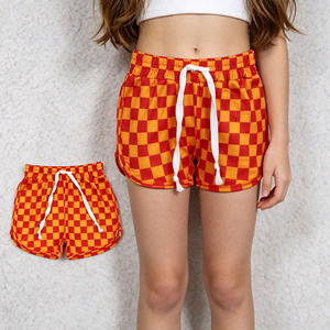 Pantalones Cortos Deportivos Casuales con Estampado a Cuadros para Niñas Pequeñas RTS, Nuevo Diseño, Ropa de Yoga para Niños - Product Image 3