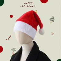 Chapeau de Père Noël en peluche personnalisé avec logo de dessin animé, pompon rouge et blanc, fête de Noël, ajustable, polaire/satin, unisexe, bébés, hiver