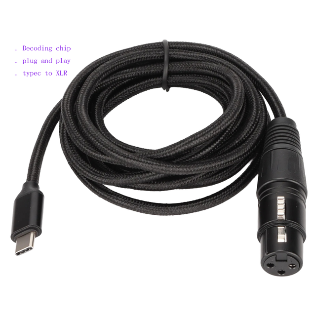 2M Type 3 Pin XLR Female Microphone Cable With DAC Chip XLR USB-C Adapter Combination Shielded Audio Data Cable