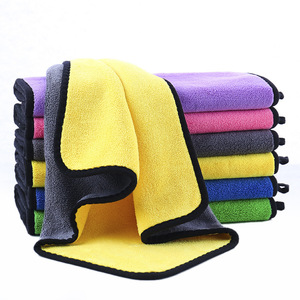 Coral Fleece Car Wash <b>Towel</b> High Density Thickened Absorbent Double Sided Two Color With Logo Printing For Vehicle Cleaning - Product Image 5