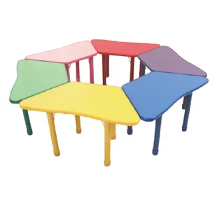 High Quality Trapezoid Arc Kg Portable Used Laptop Kids Table And Chair Combined