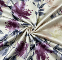 Nouveau design, tissu satiné en polyester à imprimé floral, matière pour robe bouffante, jacquard léger, doux, à carreaux, 135 GSM