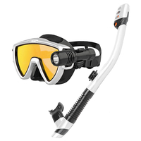 Kit Tuba Sec Haut de Gamme Aloma avec Masque de Plongée en Silicone, Tuba et Lampe Sous-Marine pour Plongée/Natation, Lentilles Traitées