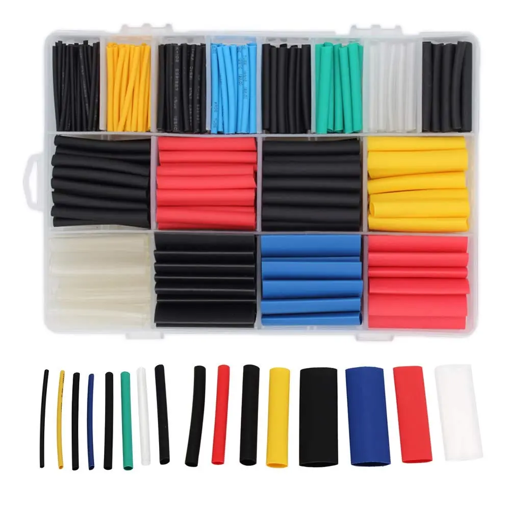0.5mm-250mm Wire Repair Adhesive Black Heat Shrink Tube Assorted Set Kit Pack Plastic Container Mini Carton Mini Box