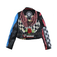 Vestes en cuir et denim pour femmes, faites à la main, respirantes, à séchage rapide, imperméables, noires, style punk clouté, tendance