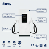Station de recharge rapide pour véhicules électriques à double sortie 120KW 320KW, CCS1 CCS2 CHADEMO GBT OCPP 1.6J 4G RFID IP54 7 pouces, robuste et de qualité professionnelle