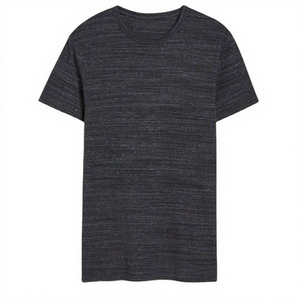 T-shirt pour homme en coton à manches courtes, respirant, séchage rapide, léger, avec motif flocage personnalisé OEM, col texturé - Product Image 1