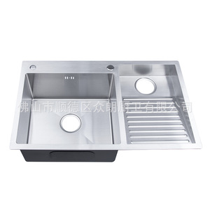Évier de cuisine en acier inoxydable 304 à double bac encastrable avec planche à laver, surface polie - Product Image 5