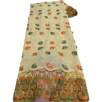 NI.AI Tissu en Coton Africain de Qualité Supérieure, Dentelle Suisse Appliquée, Motifs de Tissus Nigérians pour Mariage - Grande Vente