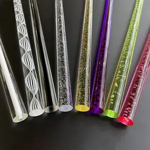 Customized Plastic Acrylic PMMA Clear Colorful Cylinder Solid Bar Round Pattern Cast Rod For Light Decoration Display
