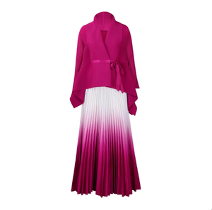 Abiti 2025 donna di alta qualità Plus Size Miyaki2 Top manica <span class=keywords><strong>a</strong></span> <span class=keywords><strong>pipistrello</strong></span> e <span class=keywords><strong>abito</strong></span> <span class=keywords><strong>lungo</strong></span> plissettato primavera e autunno donna - Product Image 1