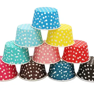 5*4cm 100pcs/bottle polka dot Disposable Printed Paper Cupcake Rolled Rim Cake Cup Liners Paper Cupcake For Baking